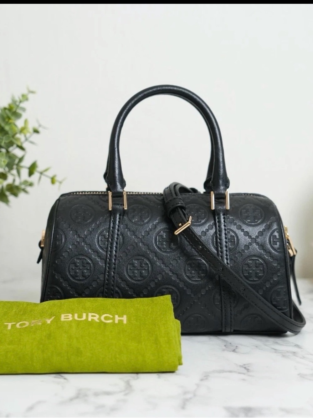 Tory Burch Black monogram Mini Dome Satchel new from boutique retail store 2026!